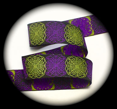Spiral Doodle3 1" x 3 yards Black, Purple and Lime